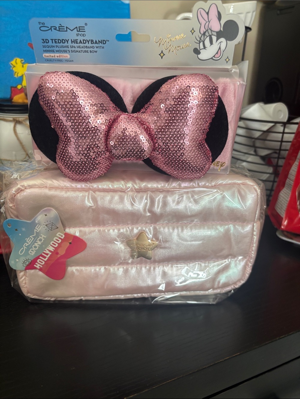 The Crème Disney Minnie 3D Teddy Headband & Pink Pouch Set